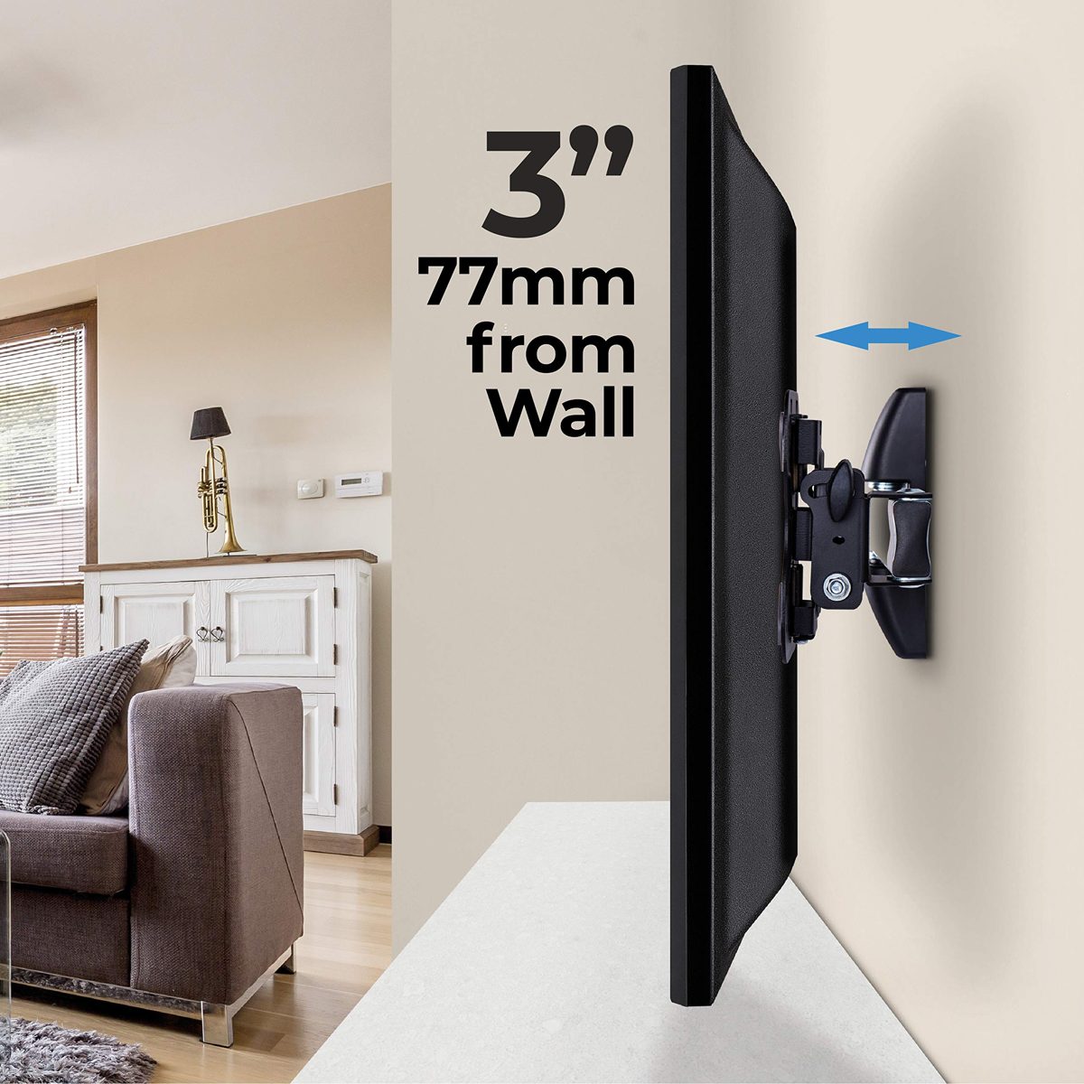 AmazonBasics Performance Range 13-23" Single Arm Swivel and Tilt TV Wall Mount