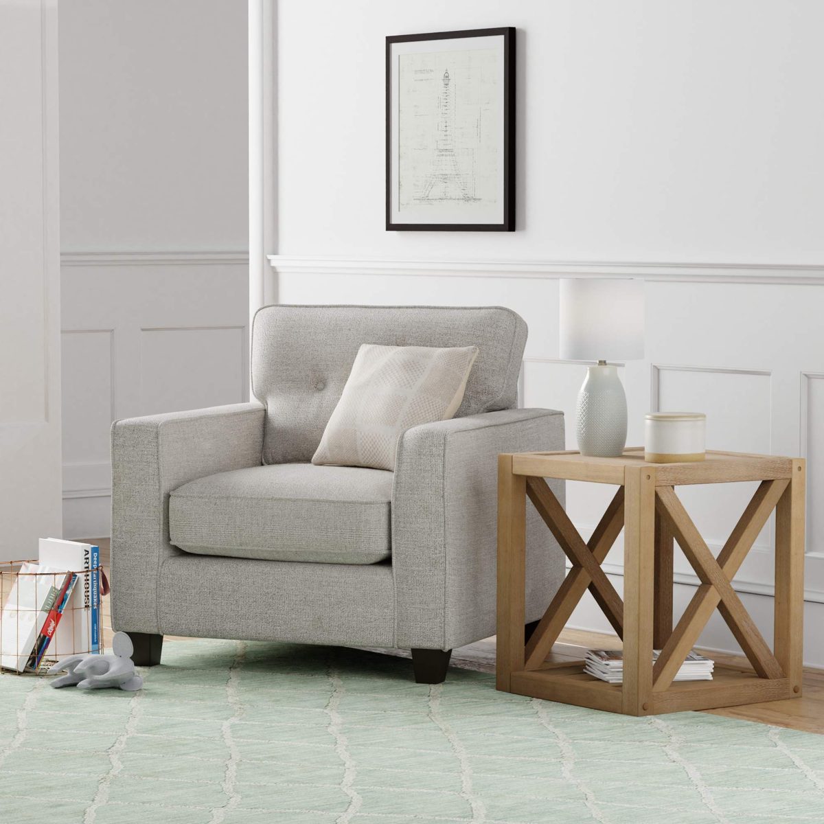 Amazon Brand – Stone & Beam Solid Pine Rustic Farmhouse End Table, 22"W, Rustic Oak