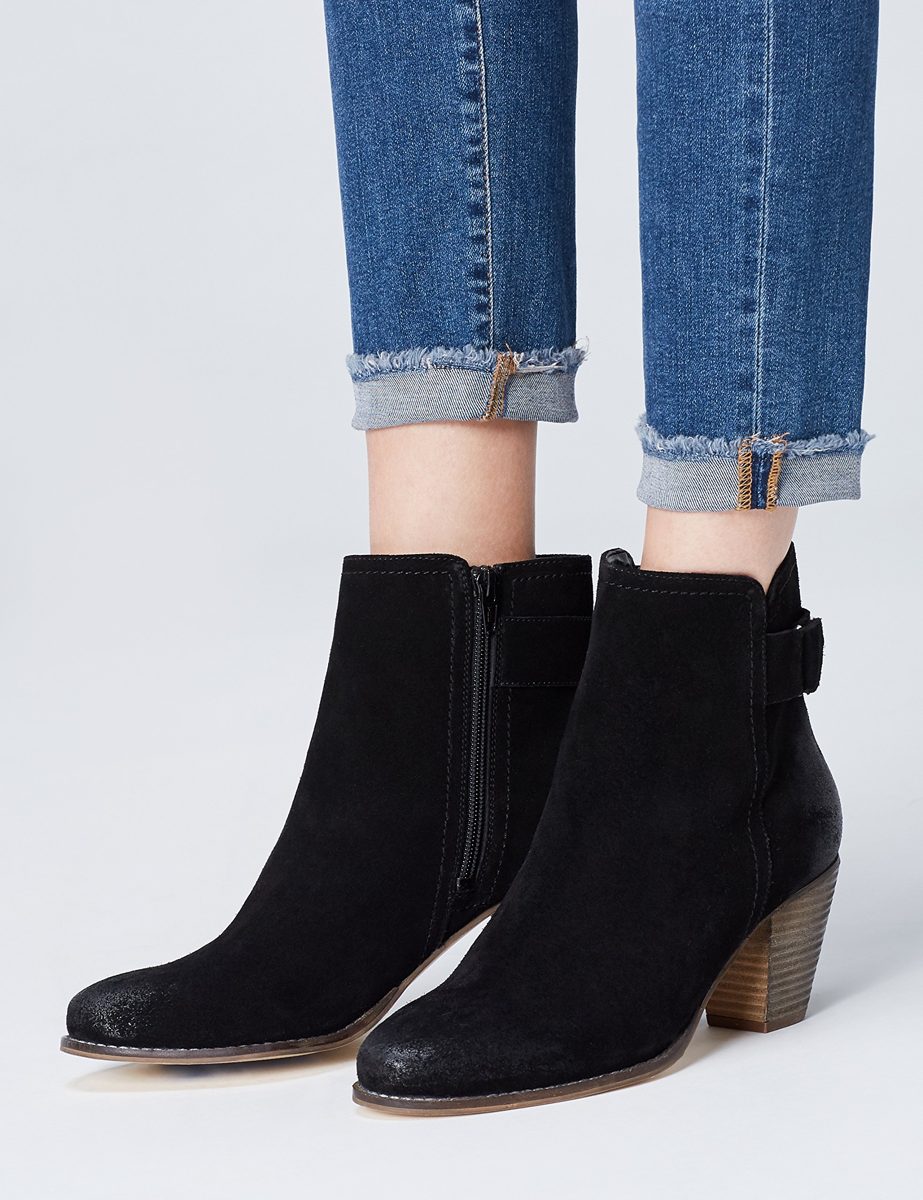 find. Womens Smoked Detail Ankle Boots with Heel Straps - Black (Black) - 36 EU