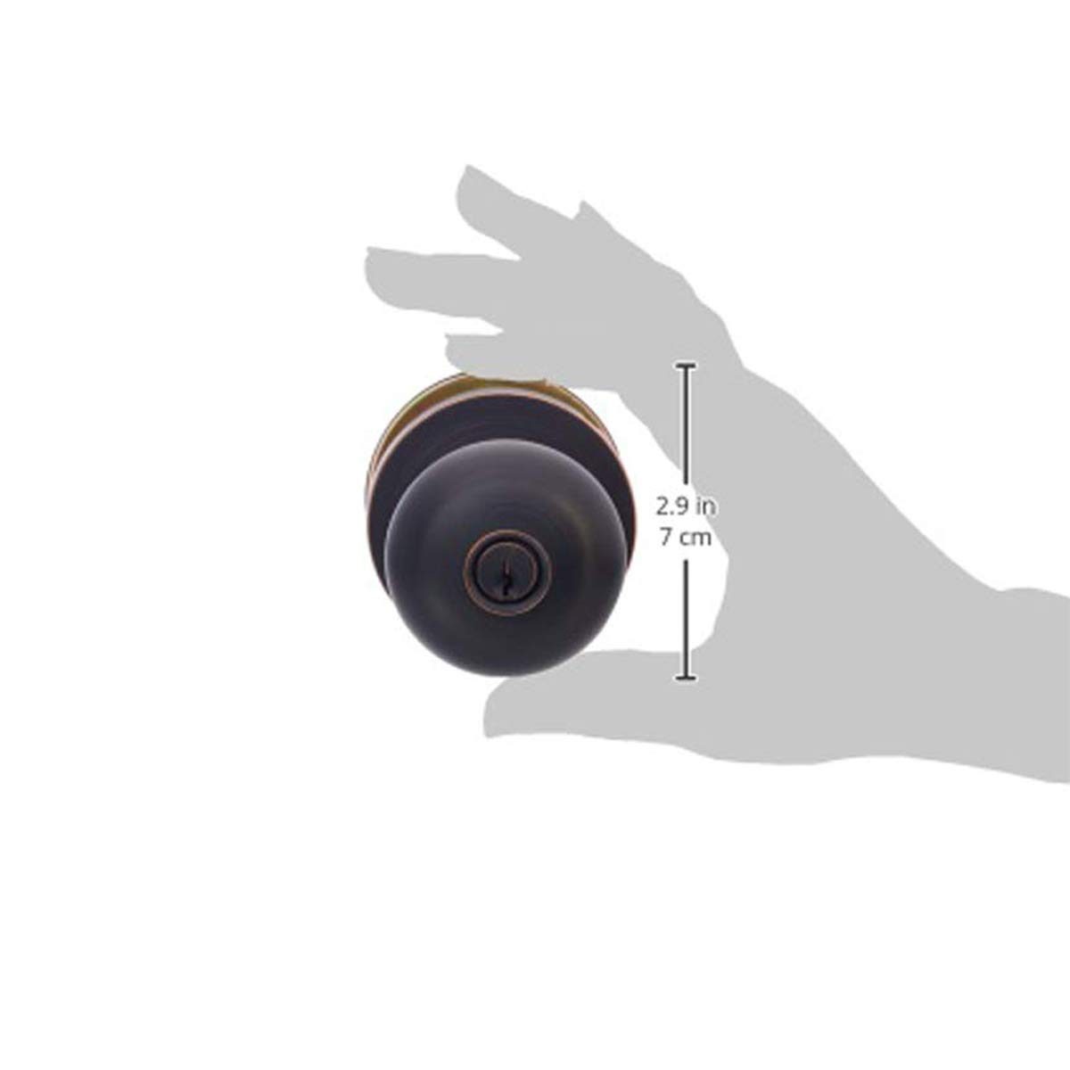 AmazonBasics Exterior Door Knob With Lock and Deadbolt, Round, Oil Rubbed Bronze