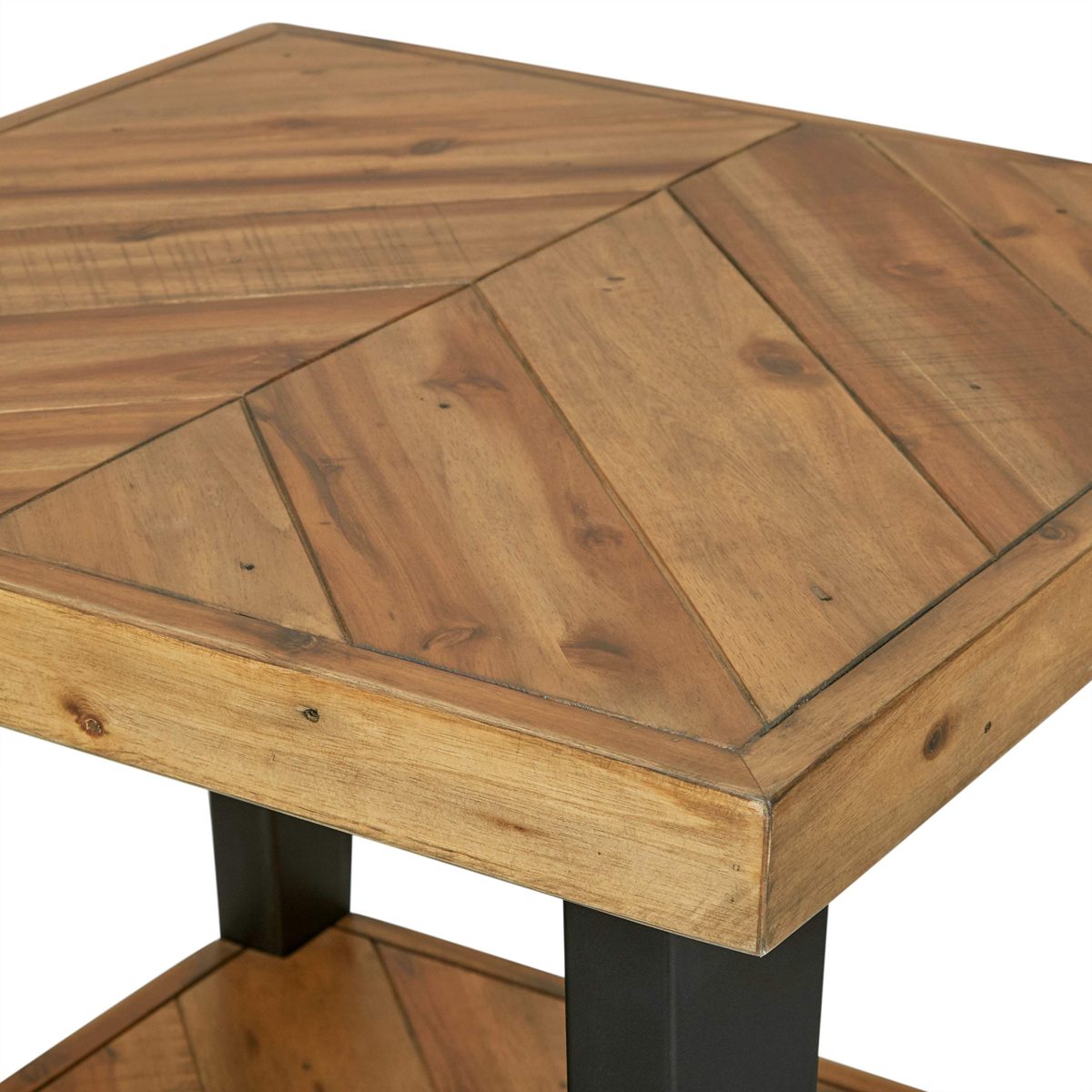 Stone & Beam Kensington Side Table with Chevron Design, 23"W, Acacia