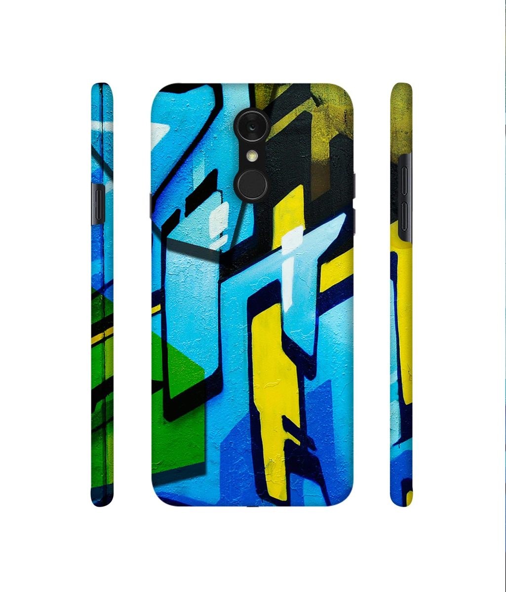Amazon Brand - Solimo Designer Blue and Yellow Texture 3D Printed Hard Back Case Mobile Cover for LG Q7