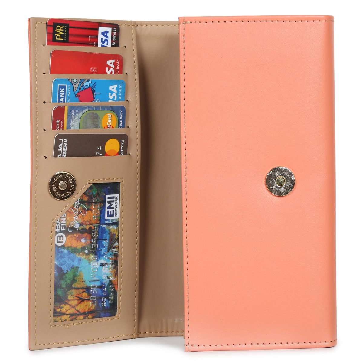 Nia & Nicole Women's Wallet (Orange, Beige)