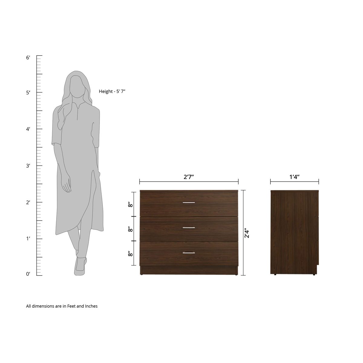 Amazon Brand - Solimo Tucana Engineered Wood Chest of Drawers (Walnut Durance Finish)