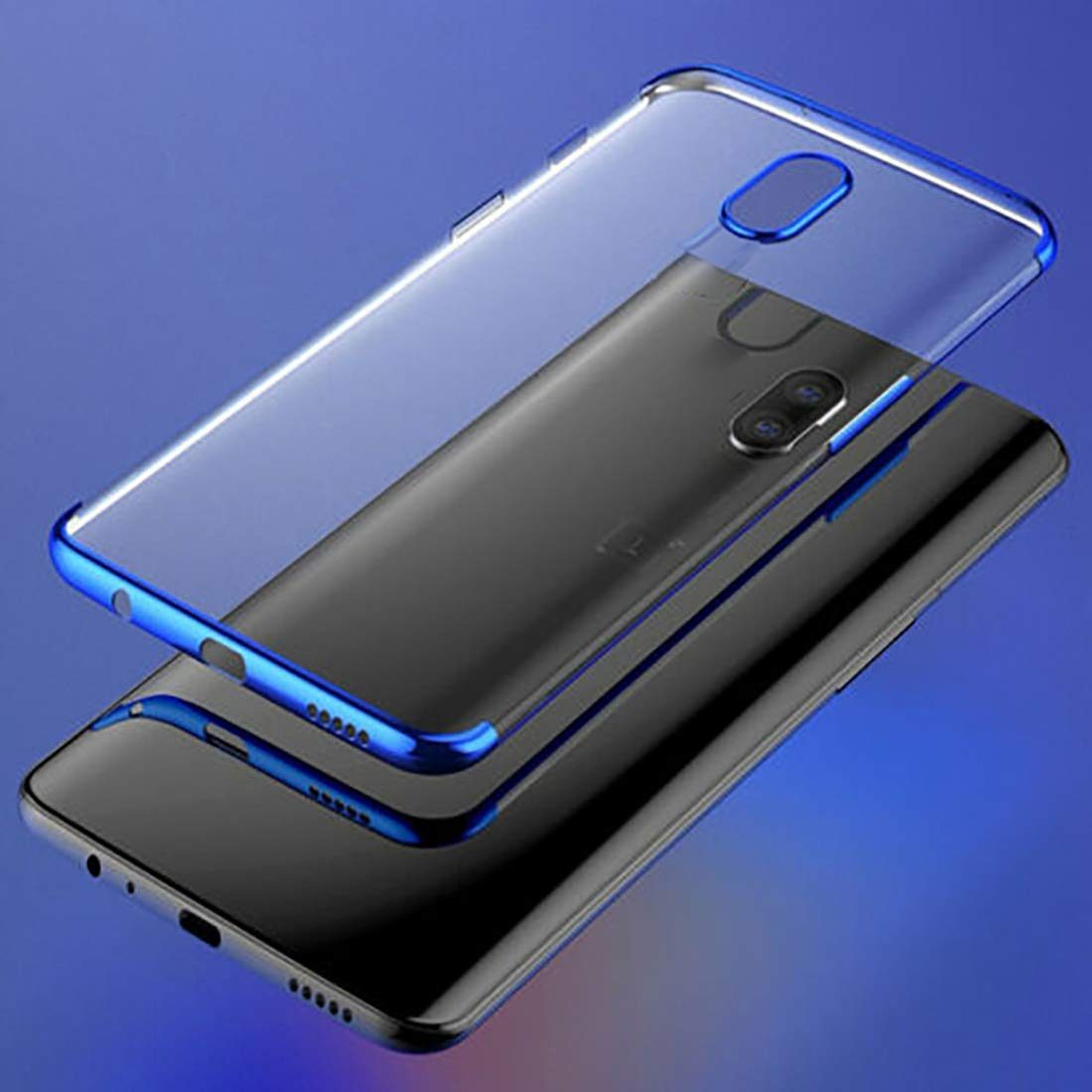 Amazon Brand - Solimo Electroplated Mobile Cover (Soft & Flexible Back case), for OnePlus 7 (Electric Blue)