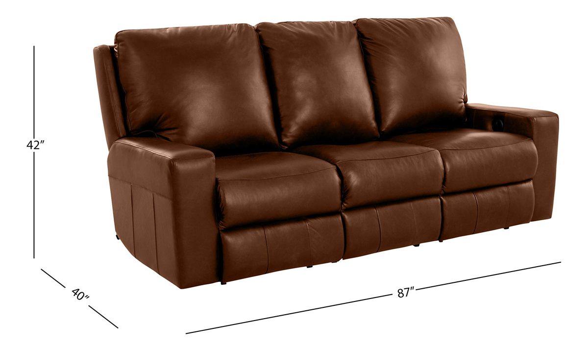 Stone & Beam Alcoff Leather Power Recliner Sofa, 87" W, Chestnut