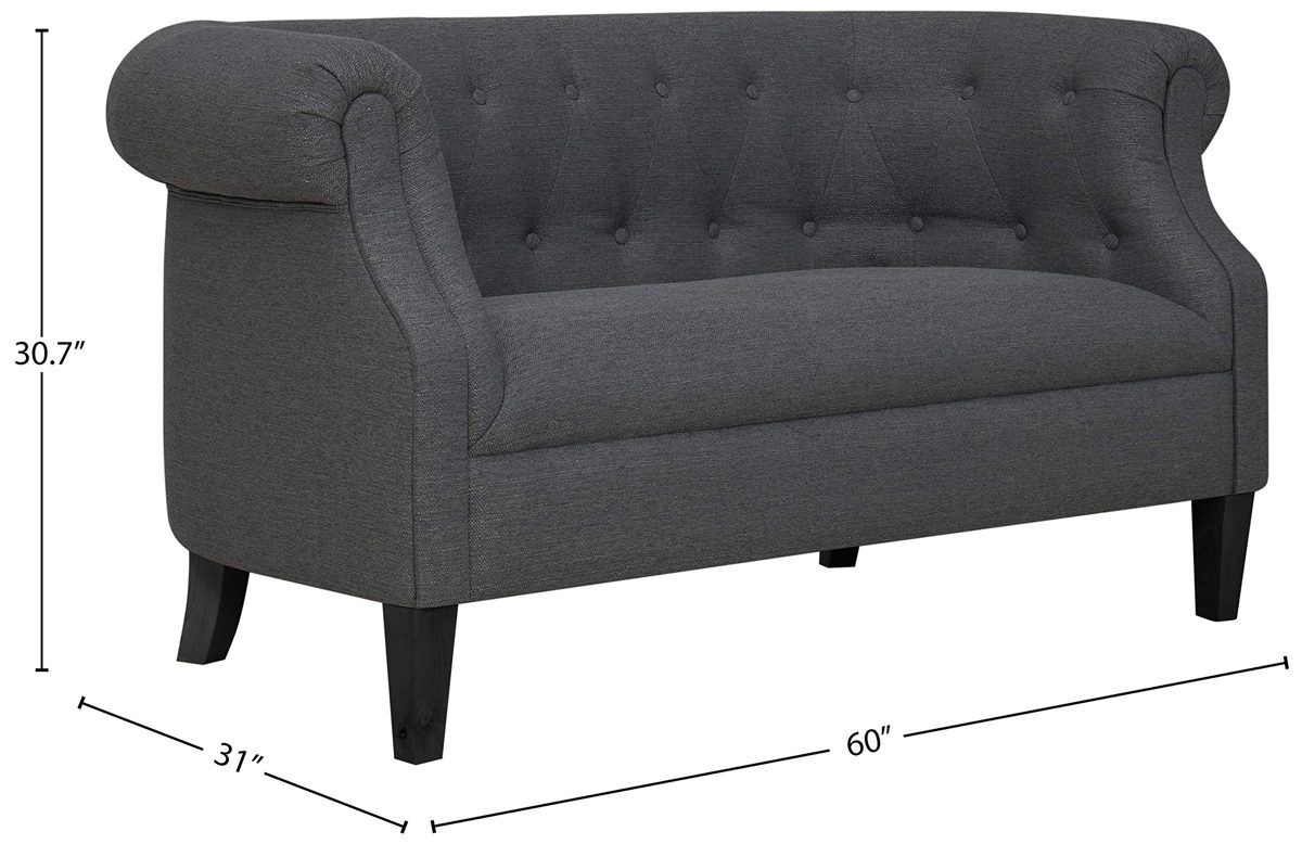 Amazon Brand – Ravenna Home Westcott Tufted Loveseat Sofa Couch, 60"W, Charcoal