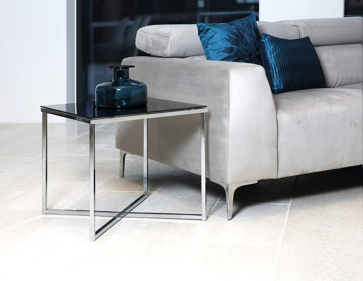 ABC Home Scandinavian Style Chrome Lamp Table, Black
