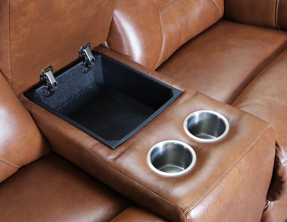 Ravenna Home Maplewood Leather Reclining Console Loveseat, 81"W
