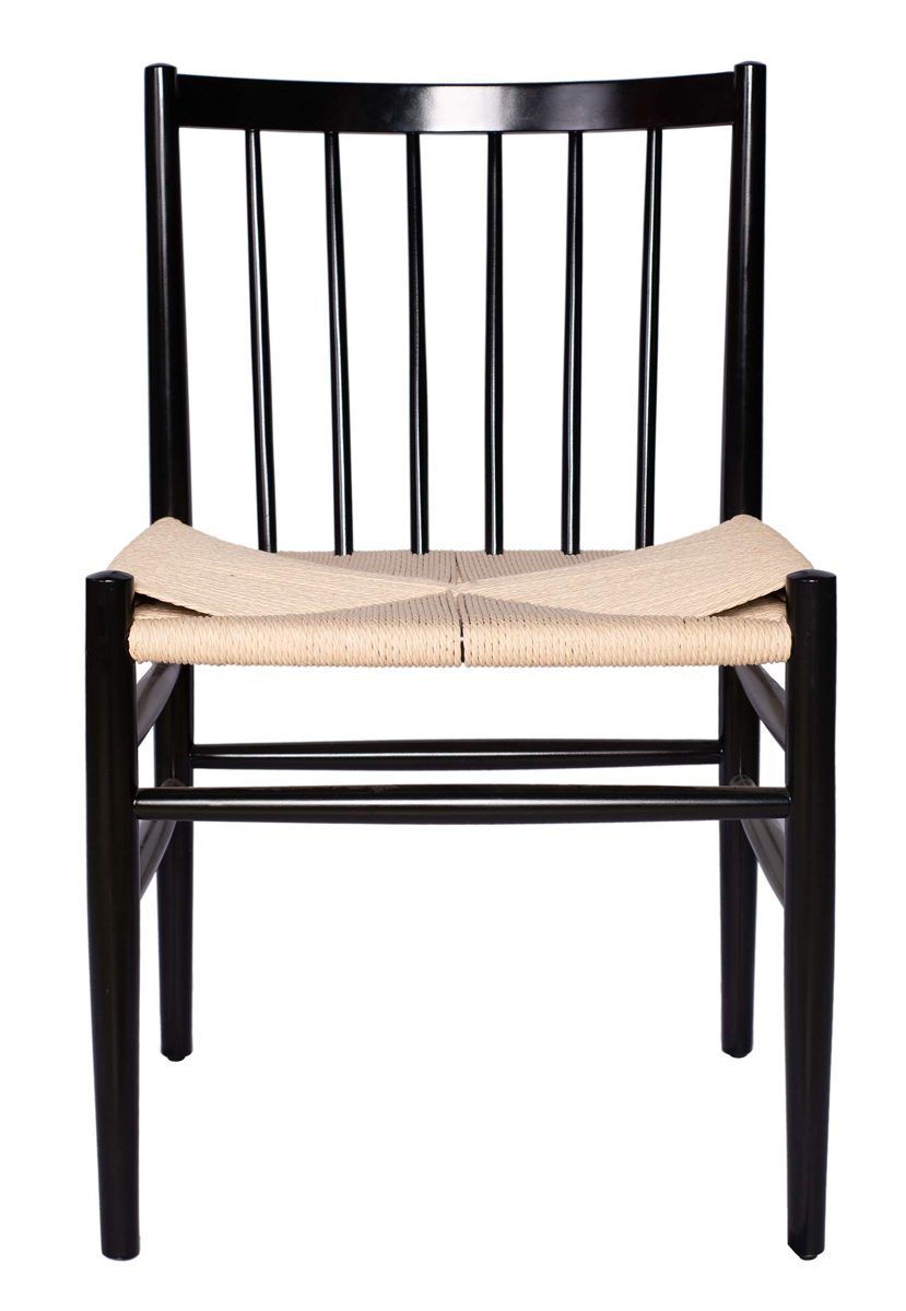Stone & Beam Lorna Farmhouse Woven Dining Chair, 32" H, Set of 2, Black