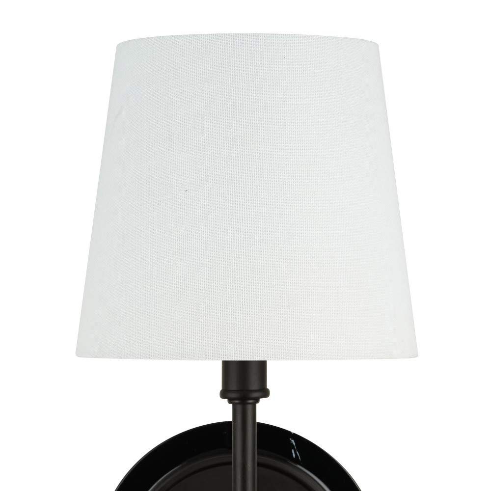 Amazon Brand – Stone & Beam Contemporary Single-Light Black Marble Wall Sconce with Linen Shade, LED Bulb Included, 13.5"H, Dark Bronze