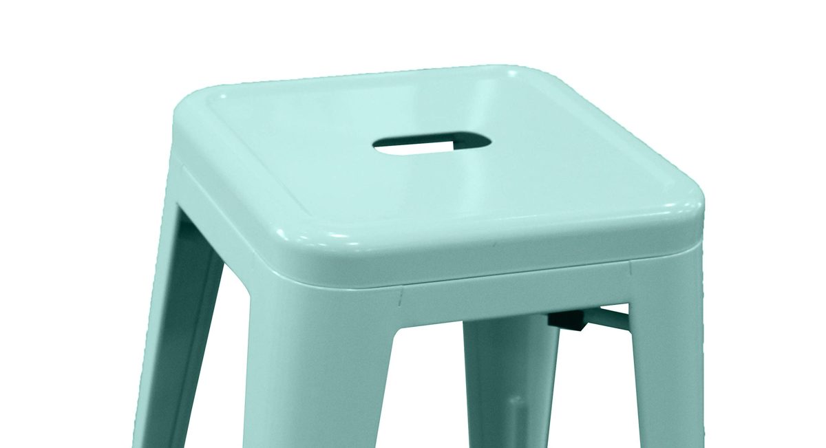 Amazon Brand – Ravenna Home Decorah Stackable Metal Kitchen Counter Bar Stools, 24"H, Light Blue, Set of 4