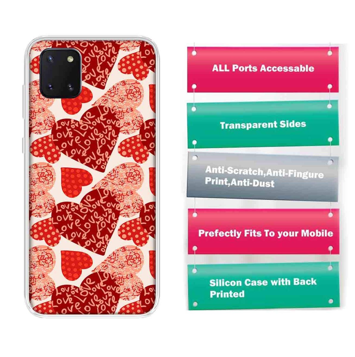Amazon Brand - Solimo Designer Multicolor Heart Clip Art Red Pattern Design Printed Soft Back Case Mobile Cover for Samsung Galaxy Note 10 Lite