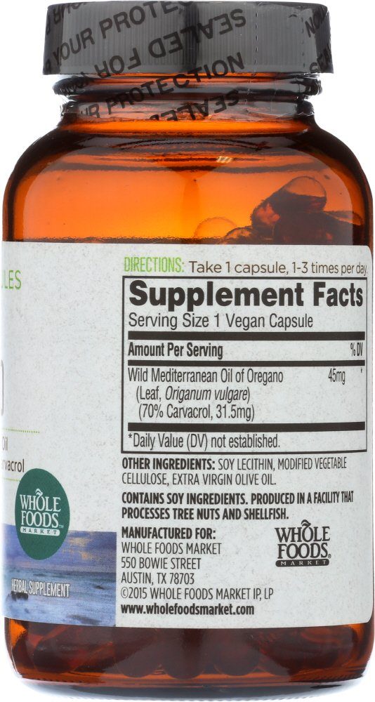 Whole Foods Market, Oil of Oregano Liquid Caps, 120 ct