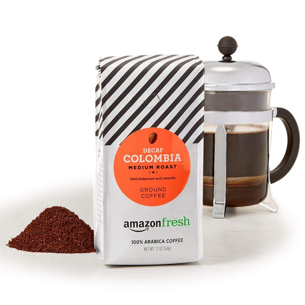 AmazonFresh Decaf Colombia Ground Coffee, Medium Roast, 12 Ounce