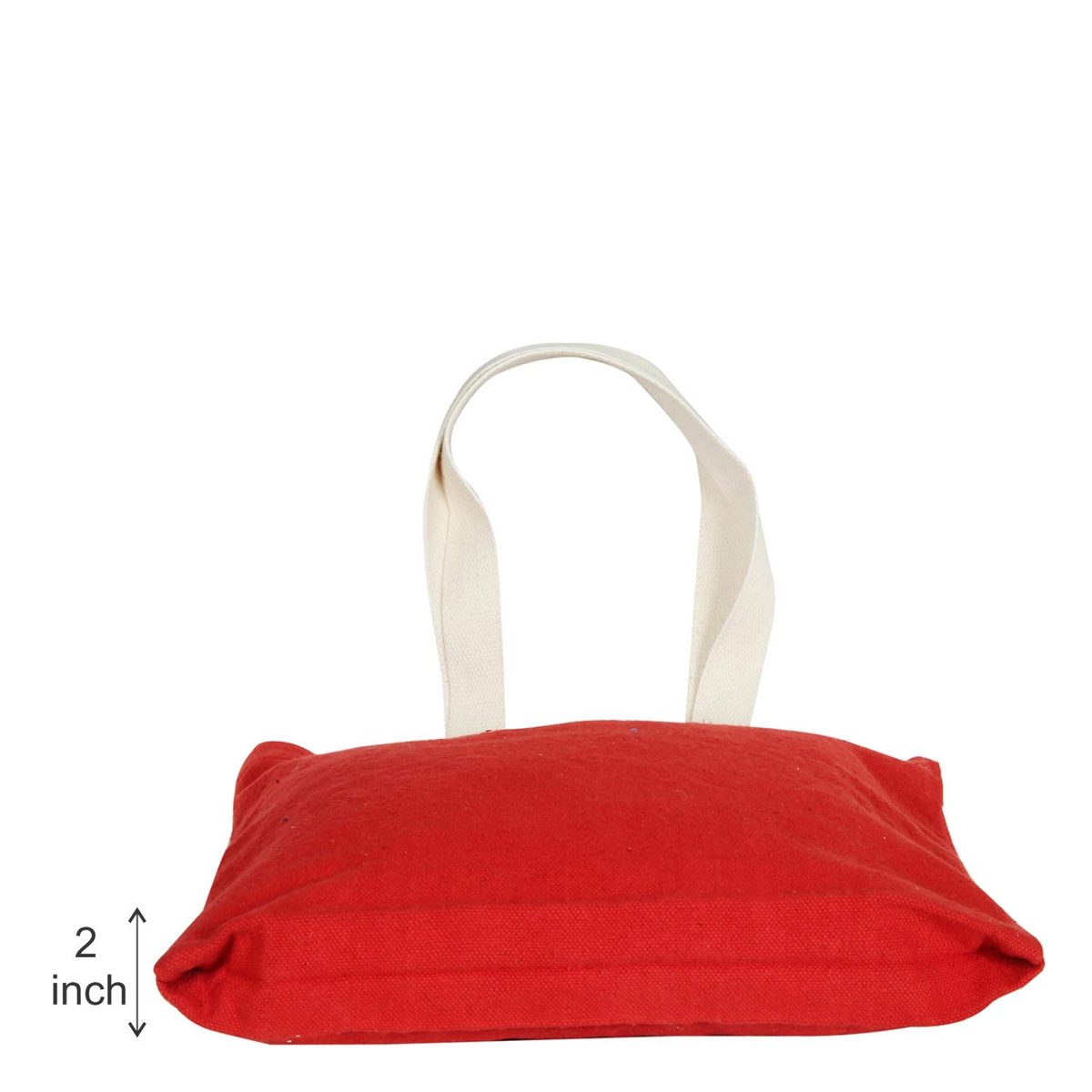 EONO Tote Bags Reusable Shopping Bag Eco-Friendly Recycled Cotton Fabric Handbag Grocery Shoulder Plain Canvas Tote Bags for Women, Men, Girls - Red | 0412