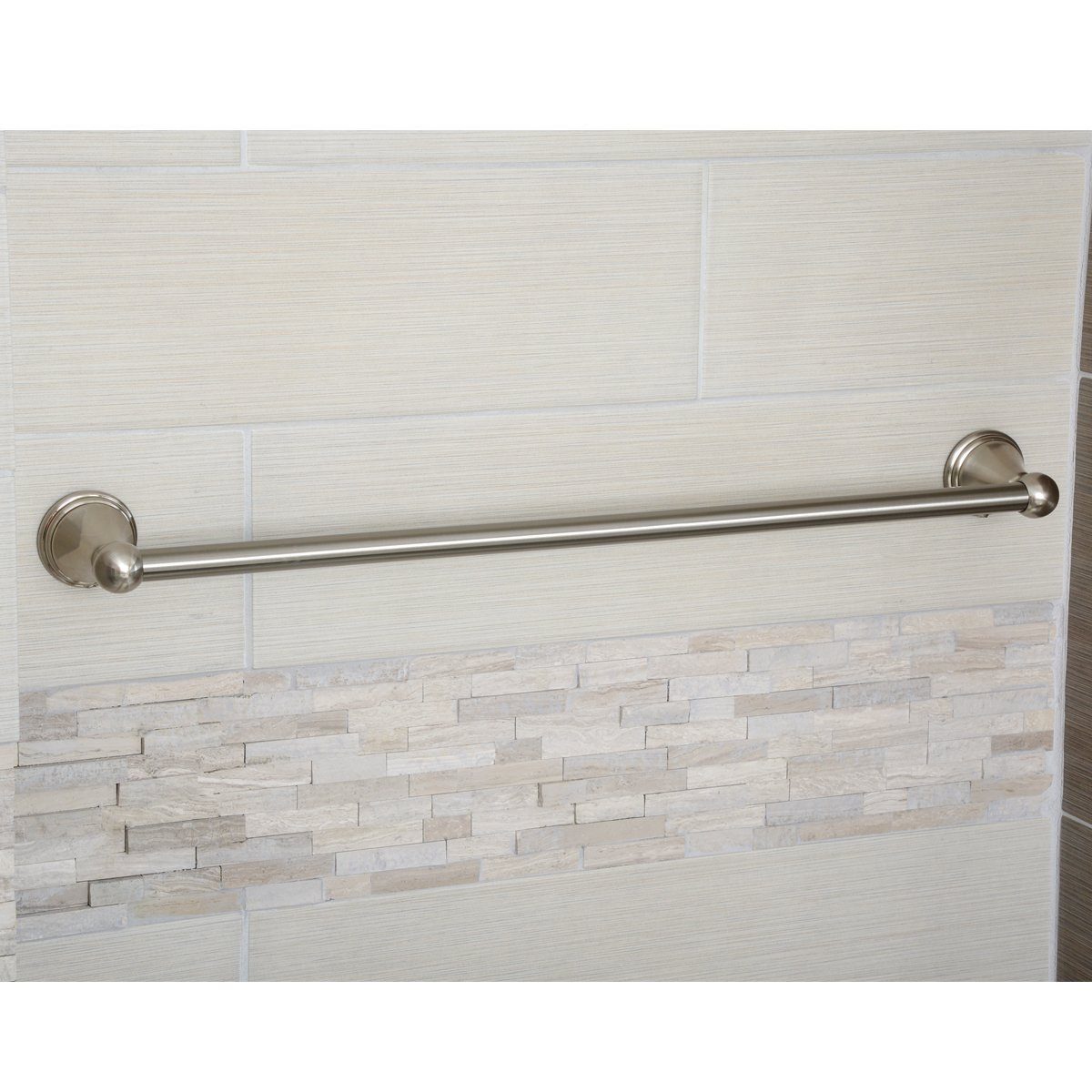 AmazonBasics Modern Towel Bar - Satin Nickel, 24-Inch