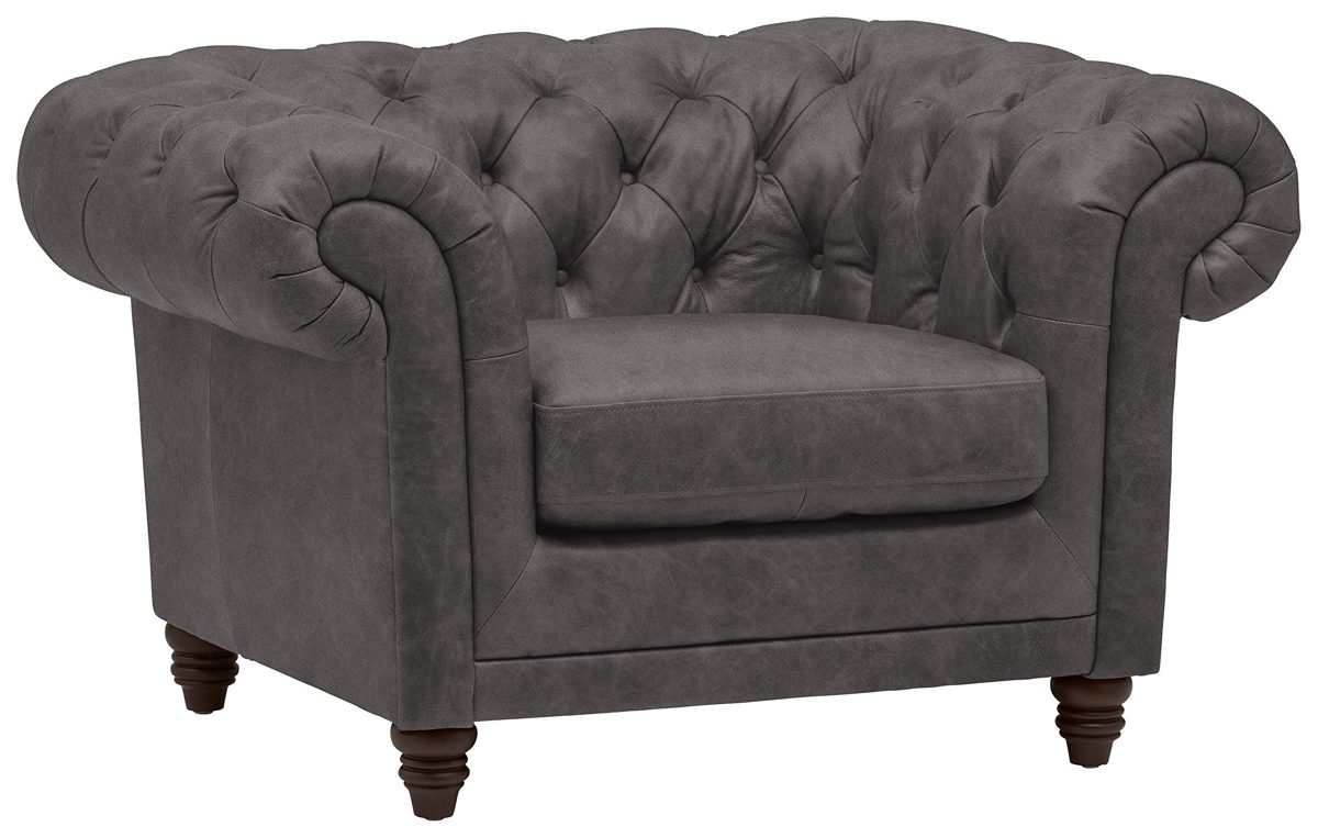 Amazon Brand – Stone & Beam Bradbury Chesterfield Tufted Leather Accent Chair, 50"W, Black