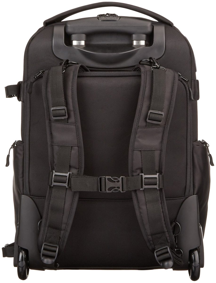 AmazonBasics Convertible Rolling Camera Backpack Bag - 15 x 22 x 10 Inches, Black
