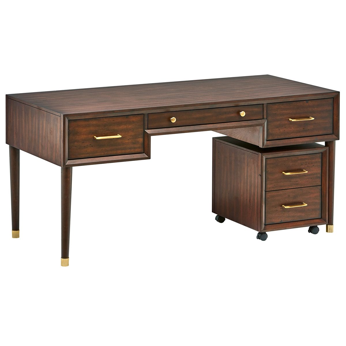 Amazon Brand – Rivet Anne Mid-Century Modern Wood Office Computer Desk, 62"W, Walnut