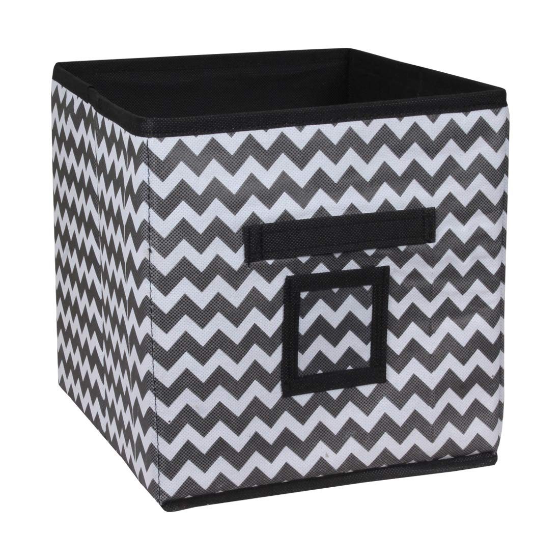 Amazon Brand - Solimo Printed Fabric Storage Box, Medium, Set of 1, Black