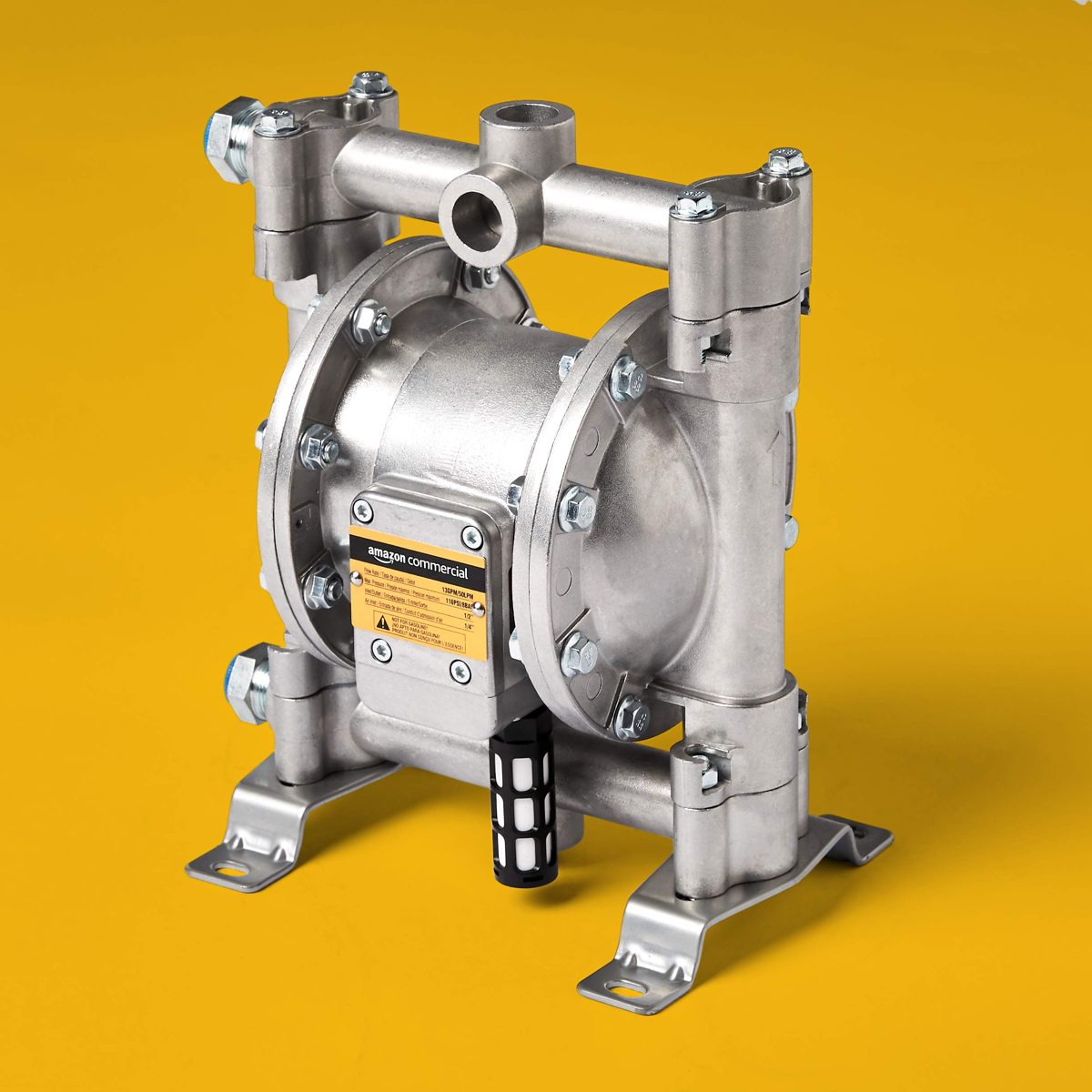 AmazonCommercial Heavy Duty Double Diaphragm Transfer Pump 1/2" Nitrile/NBR/Buna-N - 13GPM / 50LPM Aluminum Air Operated Pneumatic for Diesel, Grease, Kerosene & Oil