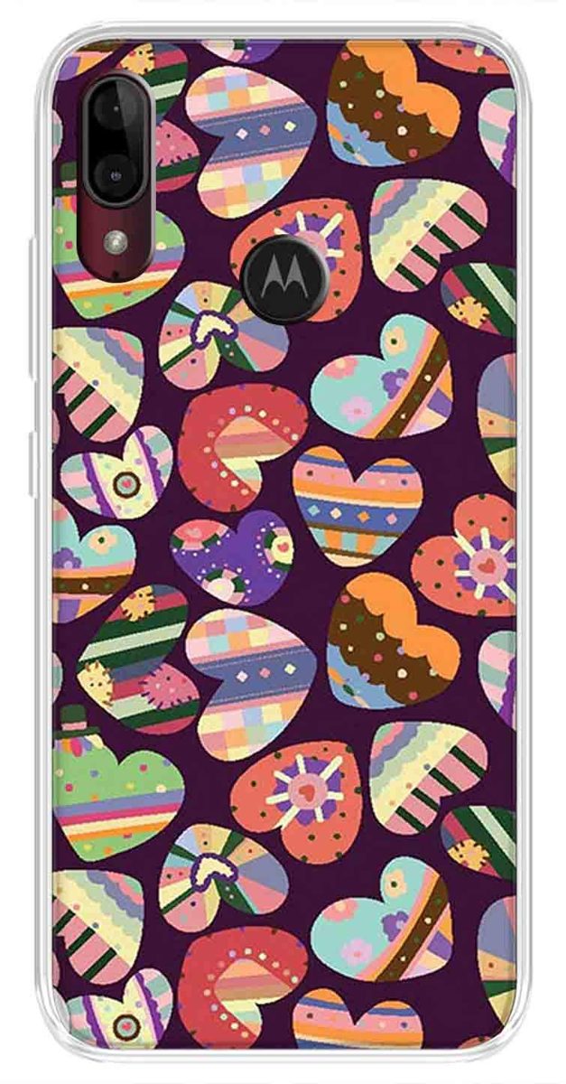 Amazon Brand - Solimo Designer Multicolor Motif Heart Pattern Design Printed Soft Back Case Mobile Cover for Motorola Moto E6s / Motorola Moto E6 Plus