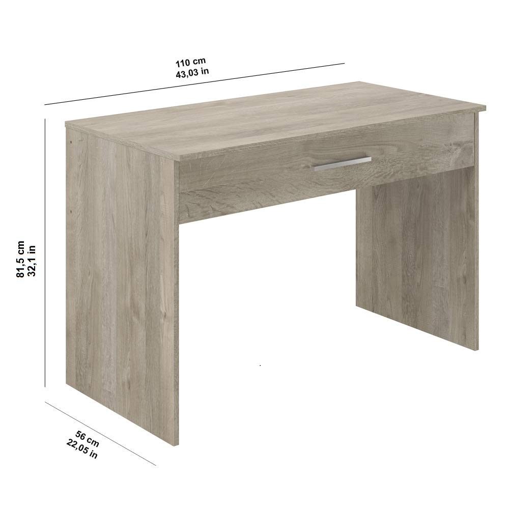 Amazon Brand - Movian Indre 1-Drawer Desk, 56 x 110 x 73cm, Light Brown/Oak Foil Finish