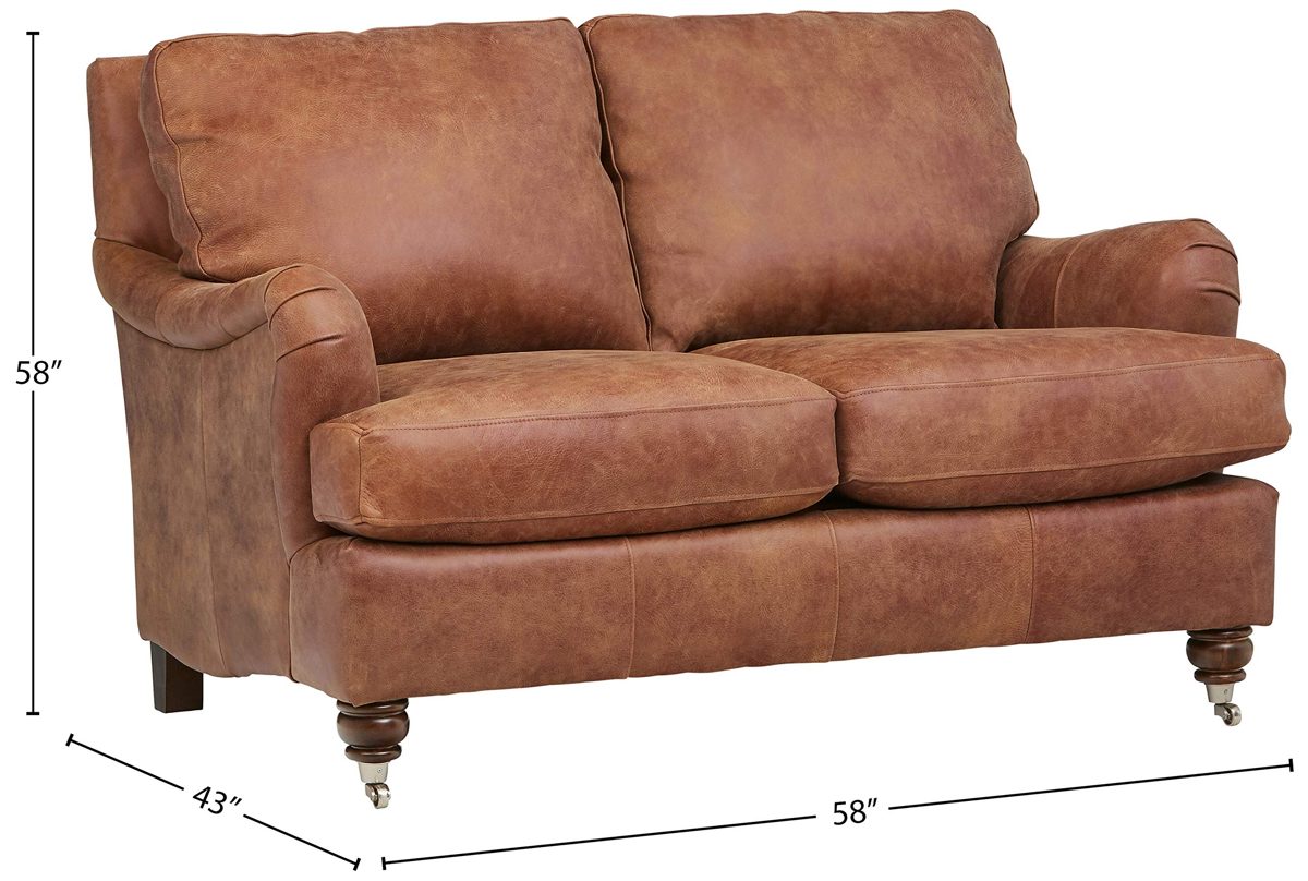 Amazon Brand – Stone & Beam Brandeberry Leather Loveseat, 58"W, Saddle