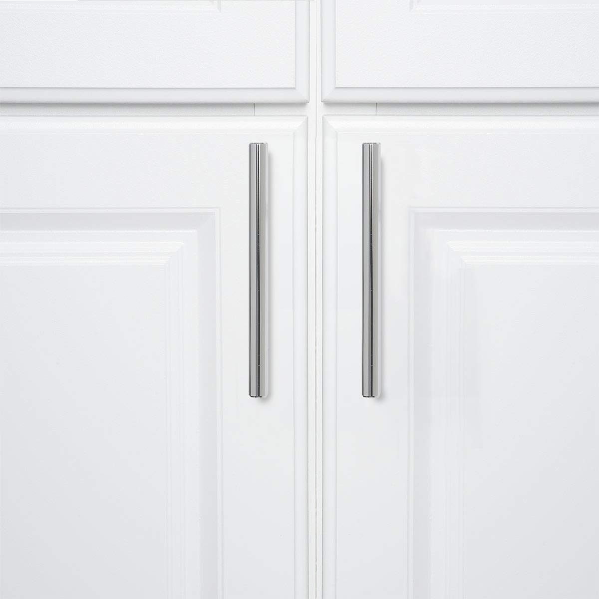 AmazonBasics Euro Bar Cabinet Handle (1/2" Diameter), 6.13" Length (3.75" Hole Center), Polished Chrome, 10-Pack