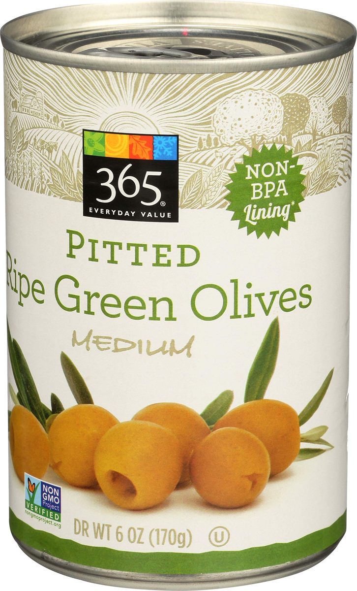 365 Everyday Value, Pitted Ripe Green Olives, Medium, 6 oz