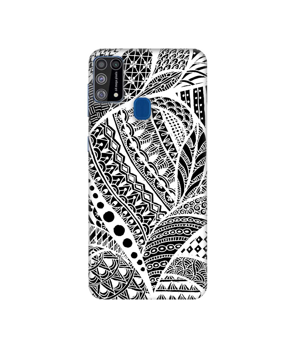 Amazon Brand - Solimo Designer Random White Pattern 3D Printed Hard Back Case Mobile Cover for Samsung Galaxy M31