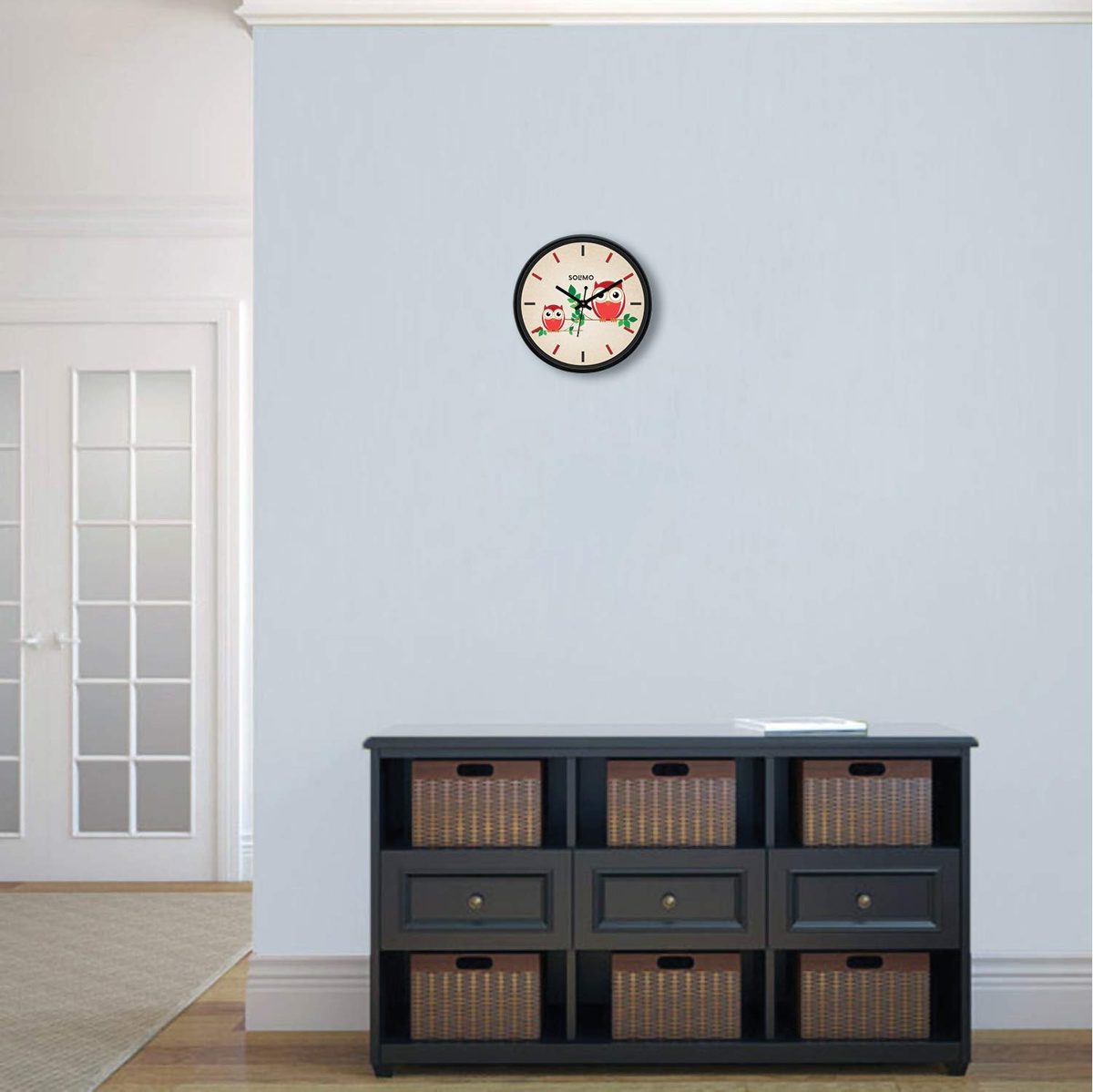 Amazon Brand - Solimo 12-inch Wall Clock - Night Owl (Silent Movement)