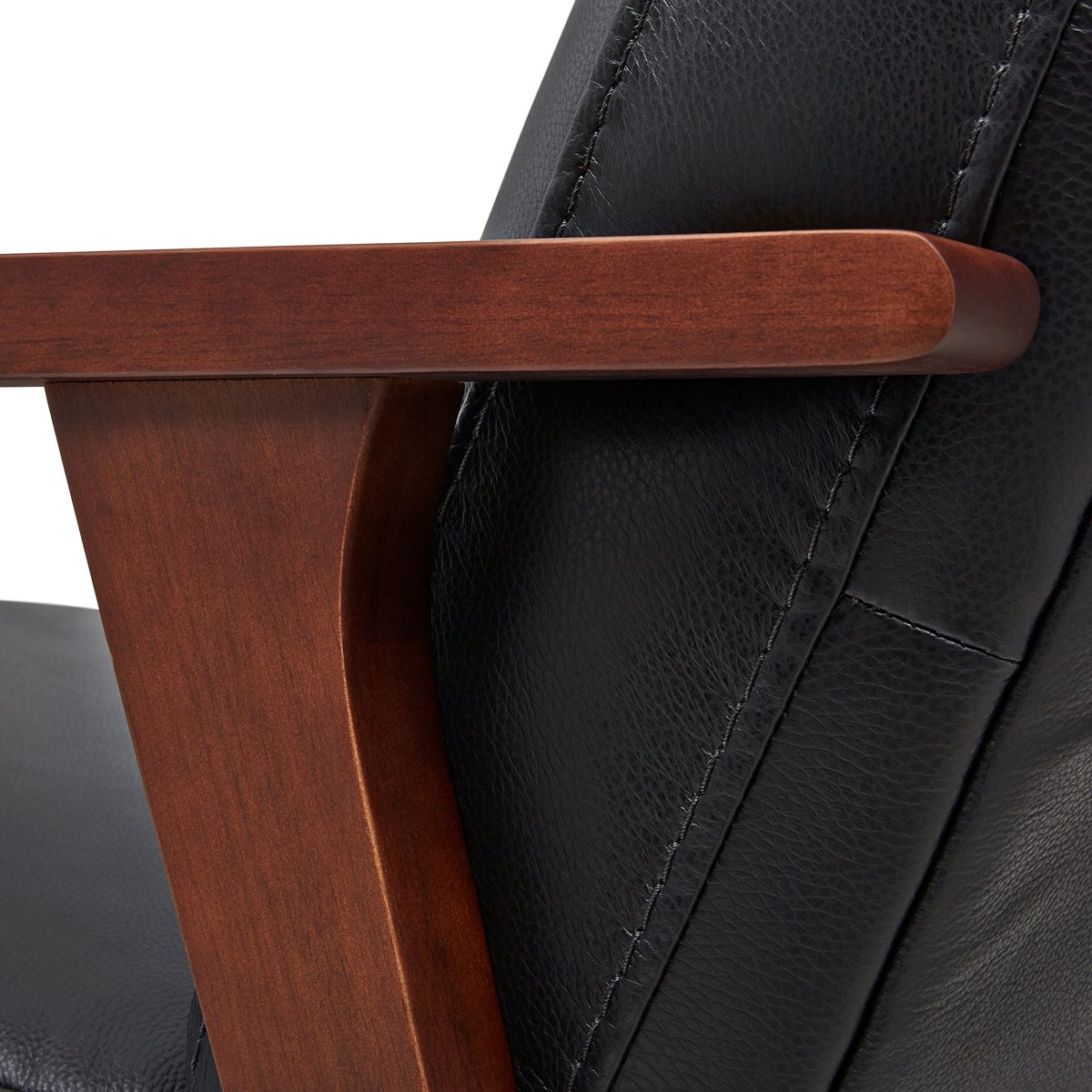 Amazon Brand – Rivet Huxley Leather Mid-Century Accent Chair, Black Leather