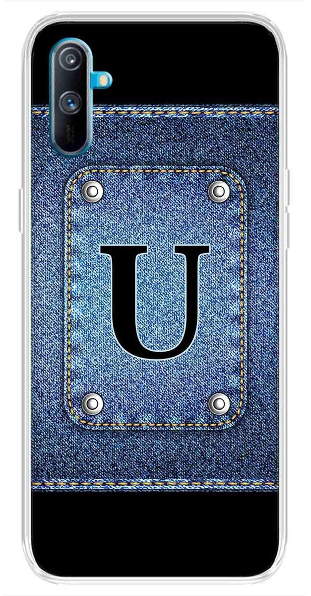 Amazon Brand - Solimo Designer Multicolor Button Jeans Alphabet-U Printed Soft Back Case Mobile Cover for Realme C3