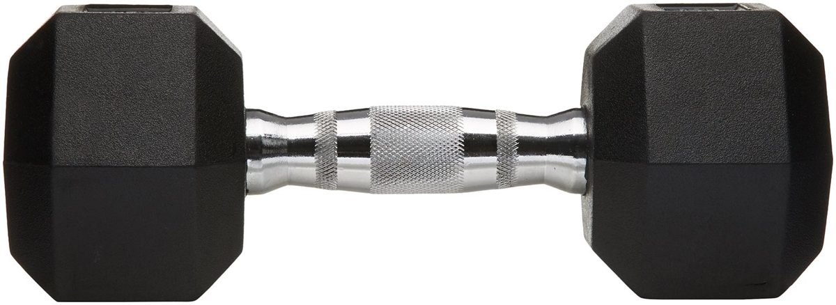 AmazonBasics Rubber Encased Hex Dumbbell Weight - 13.3 x 5.7 x 4.8 Inches, 30 Pounds, Pack of 1