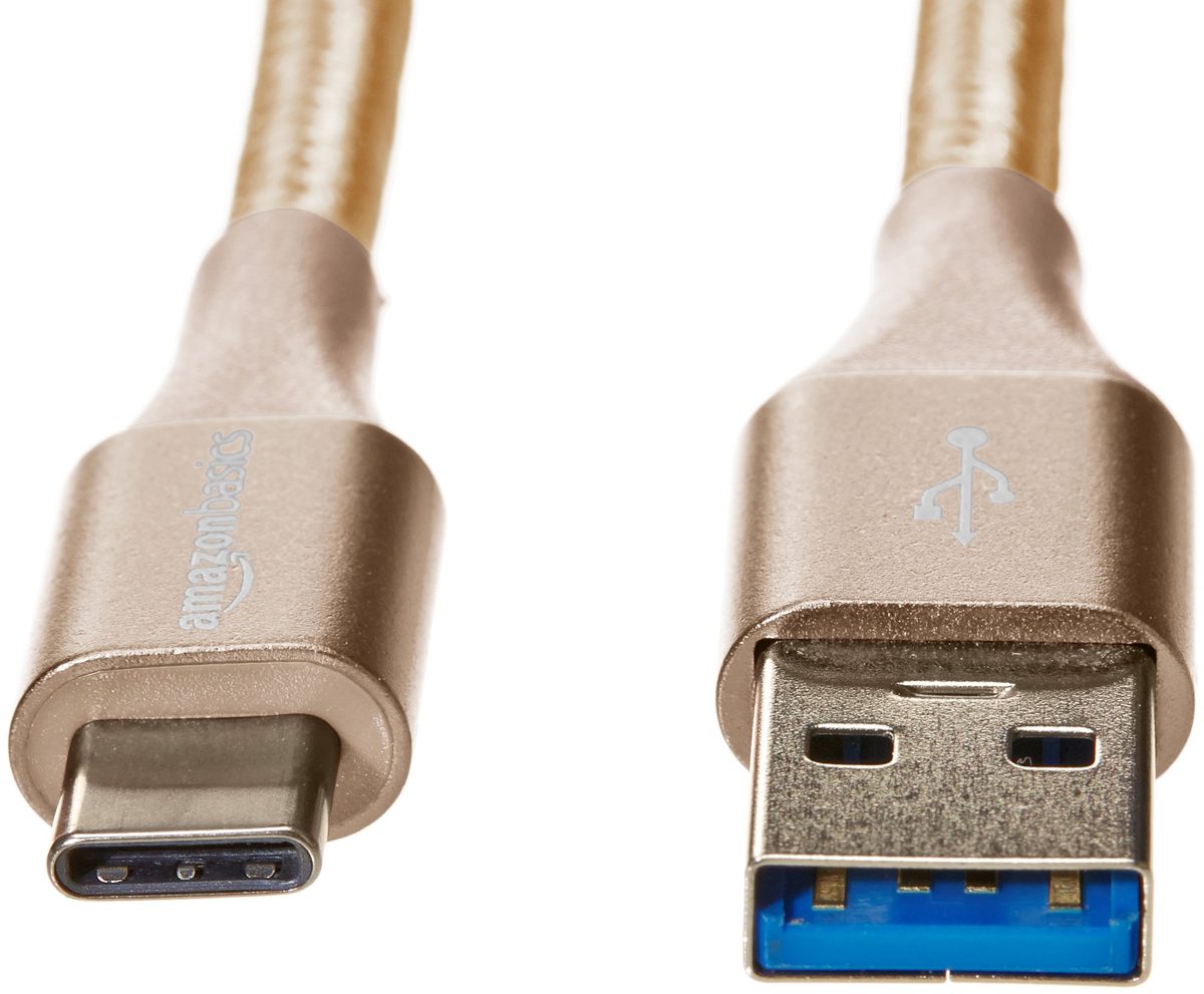 AmazonBasics Double Braided Nylon USB Type-C to Type-A 3.1 Gen 2 Charger Cable Adapter