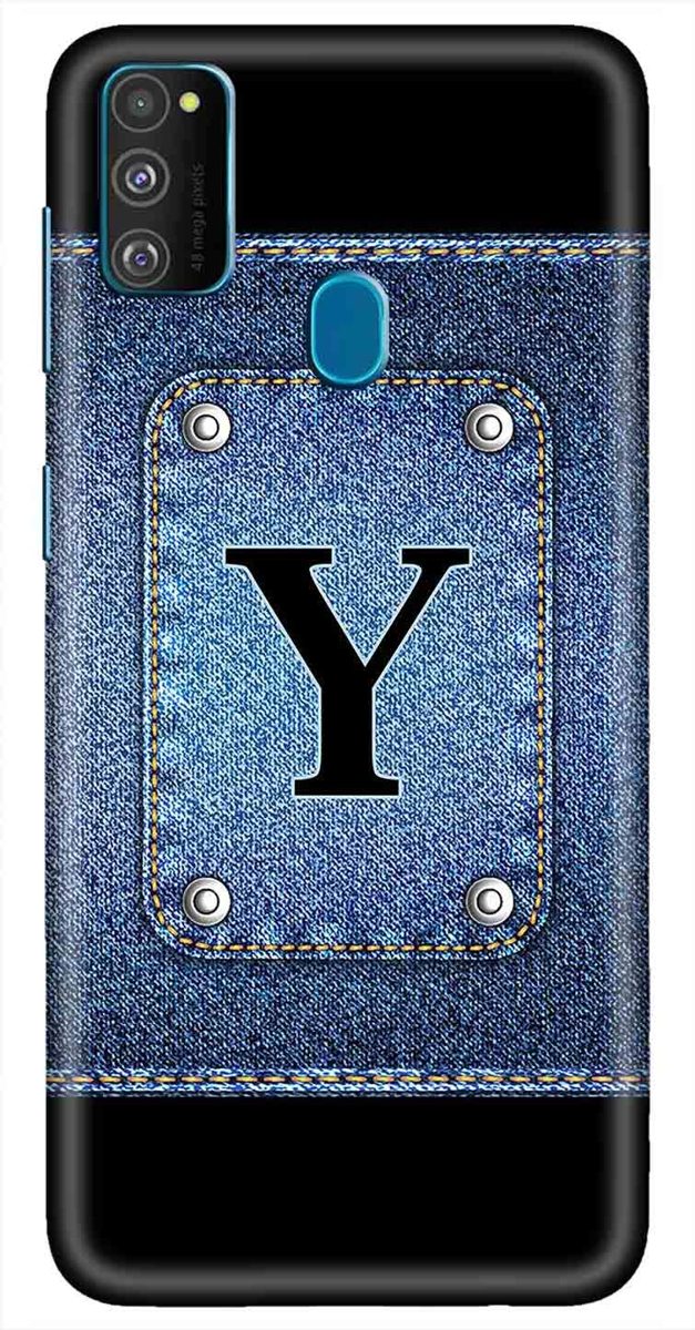 Amazon Brand - Solimo Designer Button Jeans Alphabet-Y 3D Printed Hard Back Case Mobile Cover for Samsung Galaxy M21 / M30s