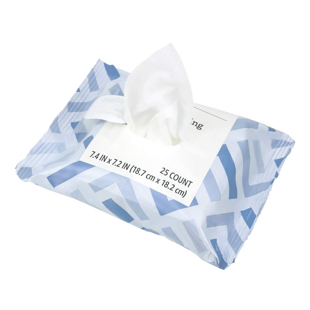 Amazon Brand - Solimo Makeup Removing Facial Wipes, Hypoallergenic, Dermatologist Tested, 25 Count (Pack of 2)