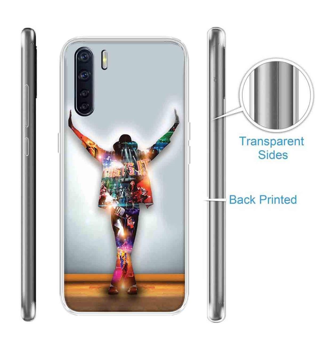 Amazon Brand - Solimo Designer Multicolor Michael Jackson Dance Printed Soft Back Case Mobile Cover for Oppo F15