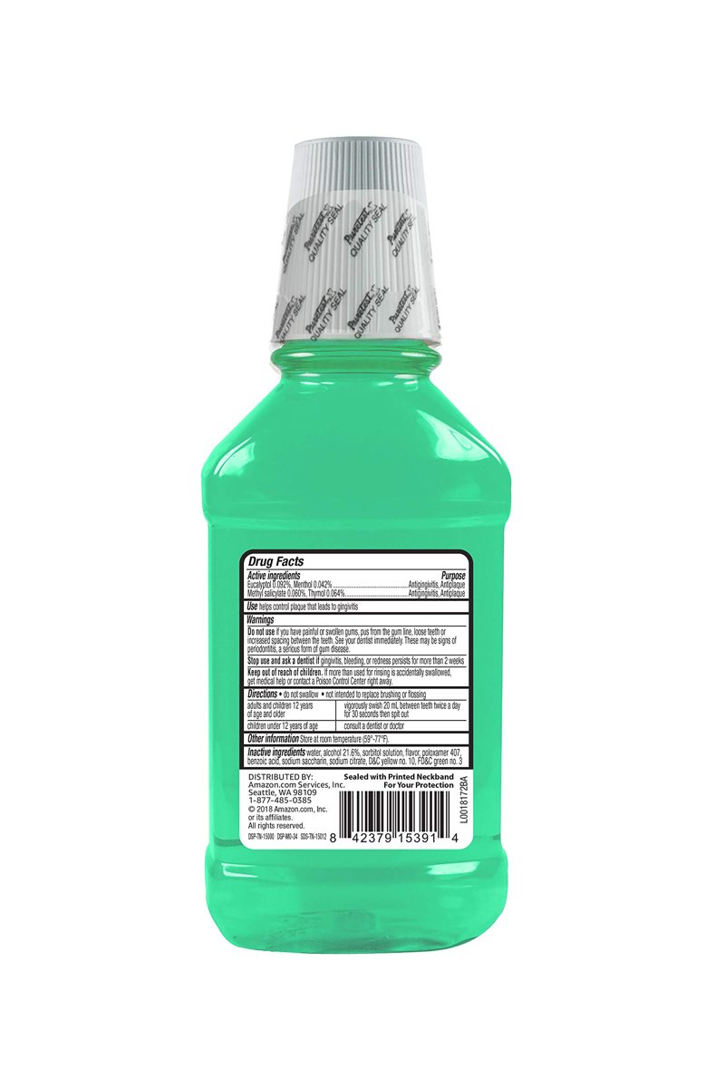 Amazon Brand - Solimo Antiseptic Mouthwash, Mint Flavor, 8.5 Fl Oz (Pack of 4)
