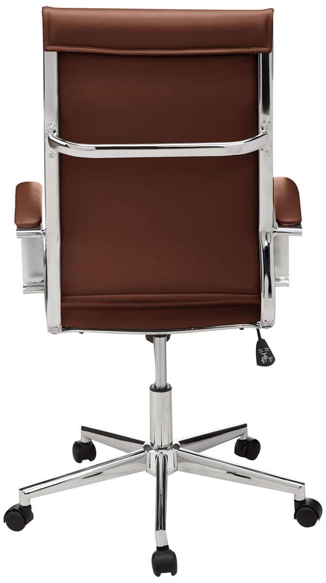 AmazonBasics High-Back Executive Swivel Office Desk Chair with Ribbed Puresoft Upholstery - Brick Red, Lumbar Support, Modern Style
