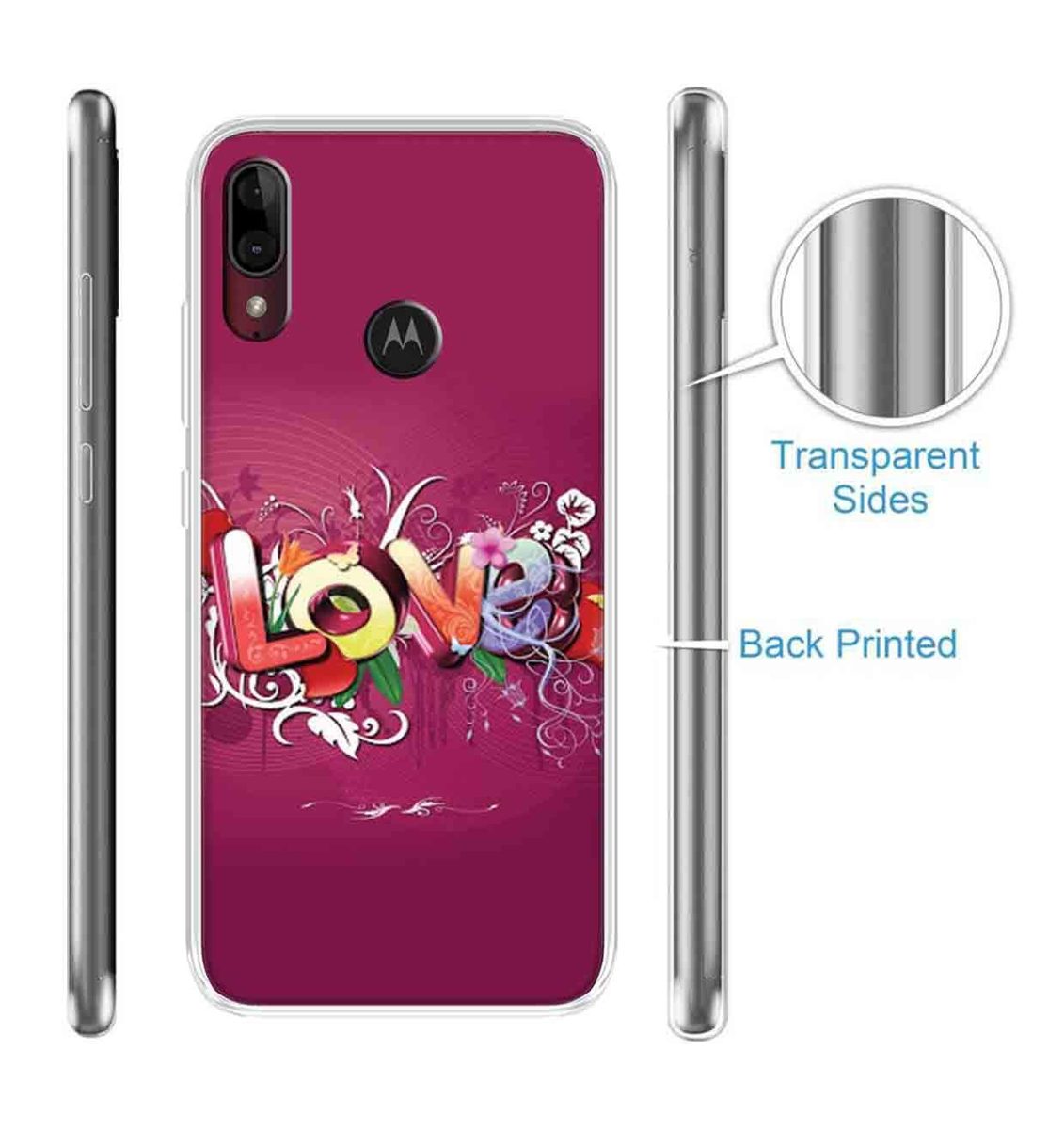 Amazon Brand - Solimo Designer Multicolor Love Printed Soft Back Case Mobile Cover for Motorola Moto E6s / Motorola Moto E6 Plus