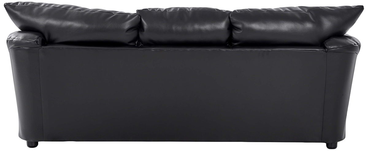 Amazon Brand – Ravenna Home Darian Oversized Pillow Faux Leather Sofa, 92"W, Black