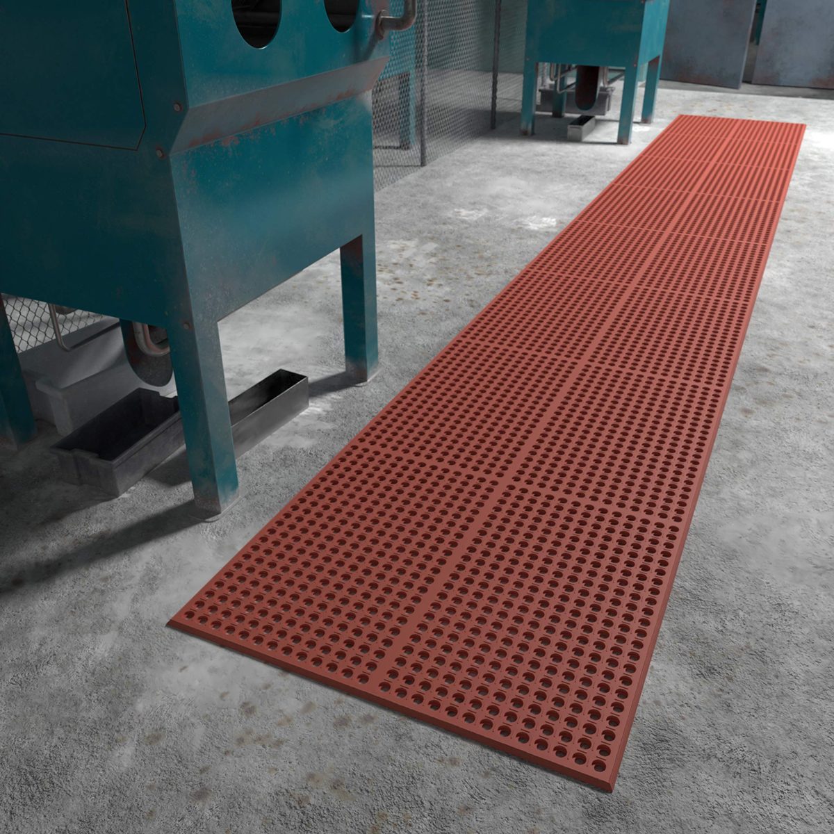 AmazonCommercial Grease Resistant, Anti-Fatigue Drainage Mat, 3' X 20', 1/2" Thickness, Red Grease-Resistance