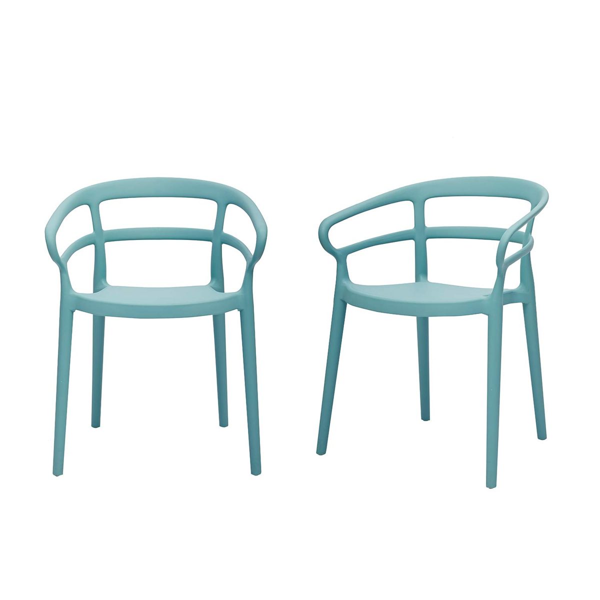 AmazonBasics Curved Back Dining Chair - Set of 2, Light Blue, Premium Plastic