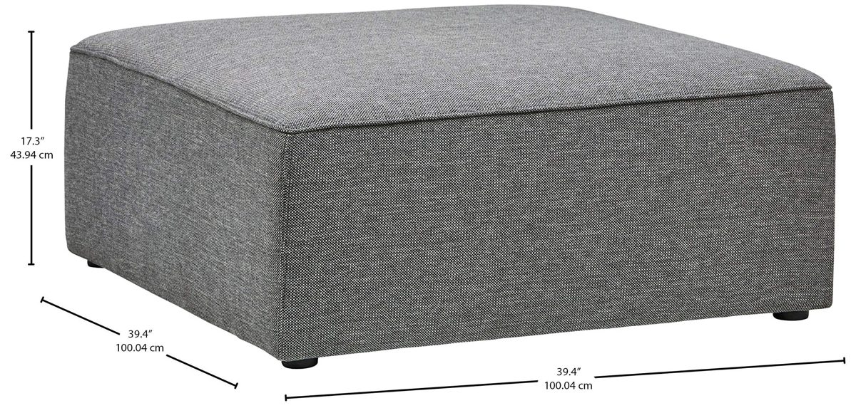 Amazon Brand – Rivet Audrey Modern Ottoman, 39"W, Grey Storm