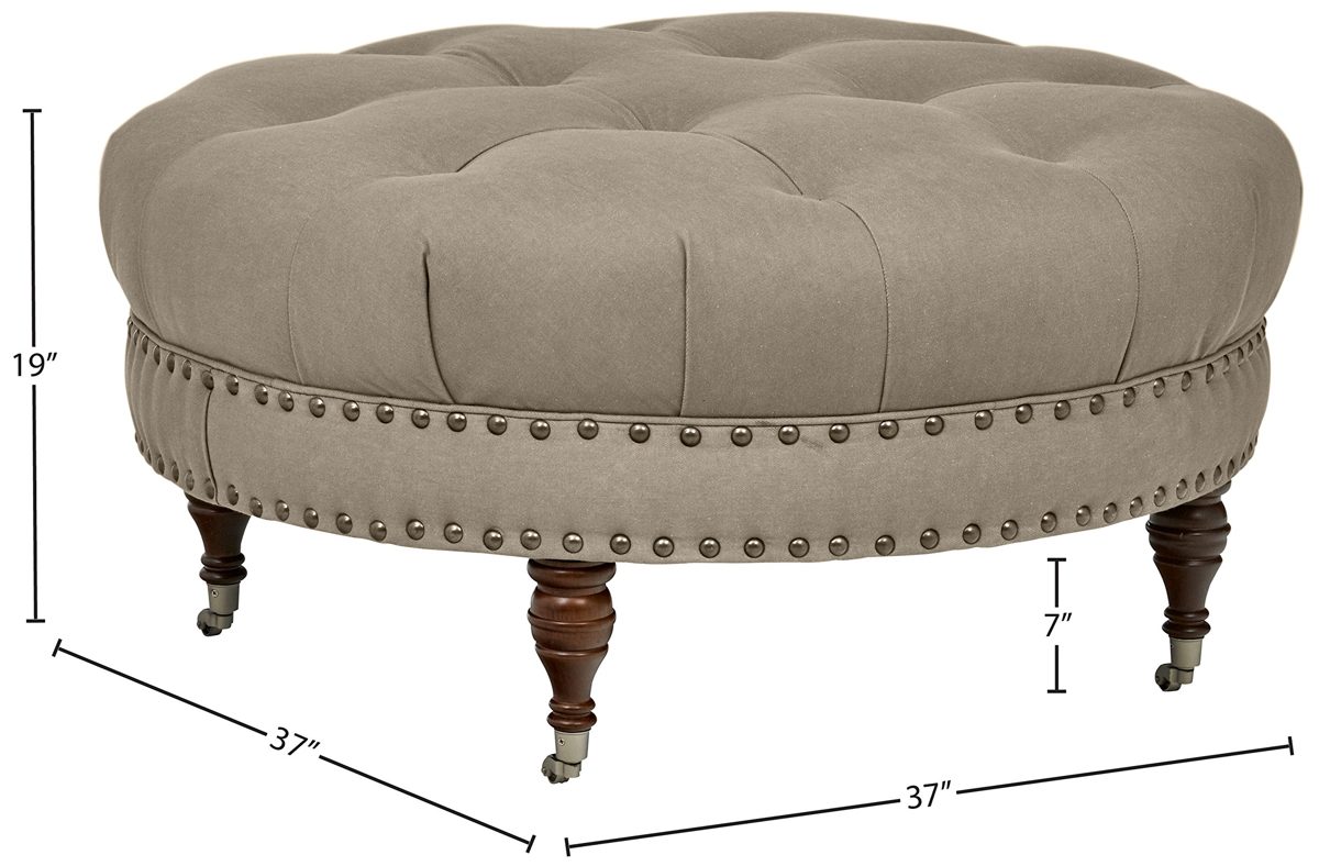 Amazon Brand – Stone & Beam Janelle Button Tufted Ottoman, 37"W, Smoke