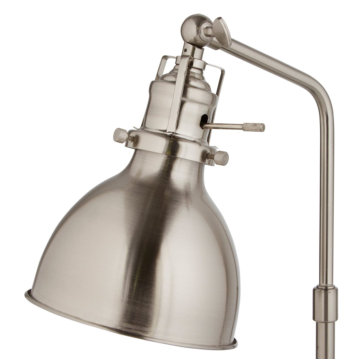 Rivet Pike Factory Industrial Table Lamp With Light Bulb - 6 x 13 x 19 Inches, Brushed Steel