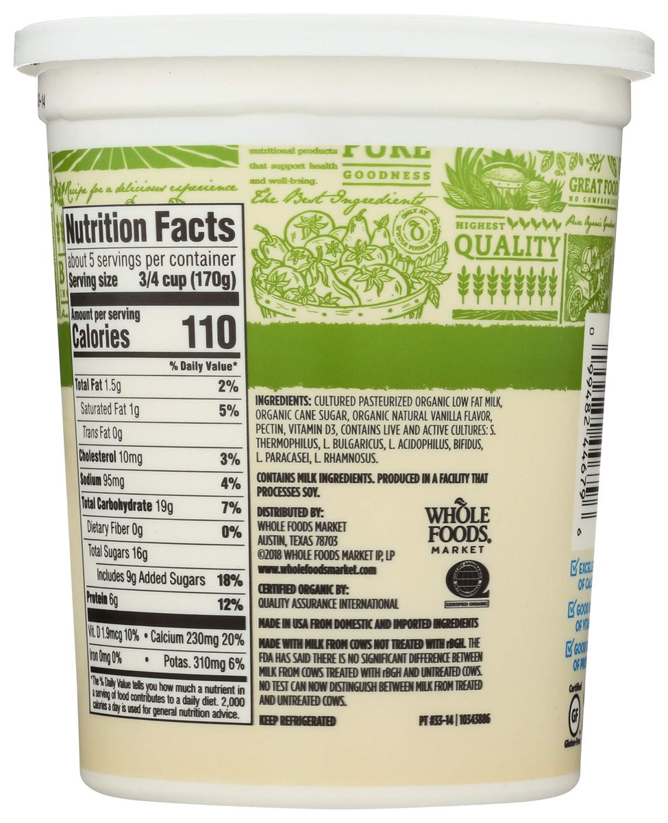 365 Everyday Value, Organic Low Fat Yogurt, Vanilla, 32 oz